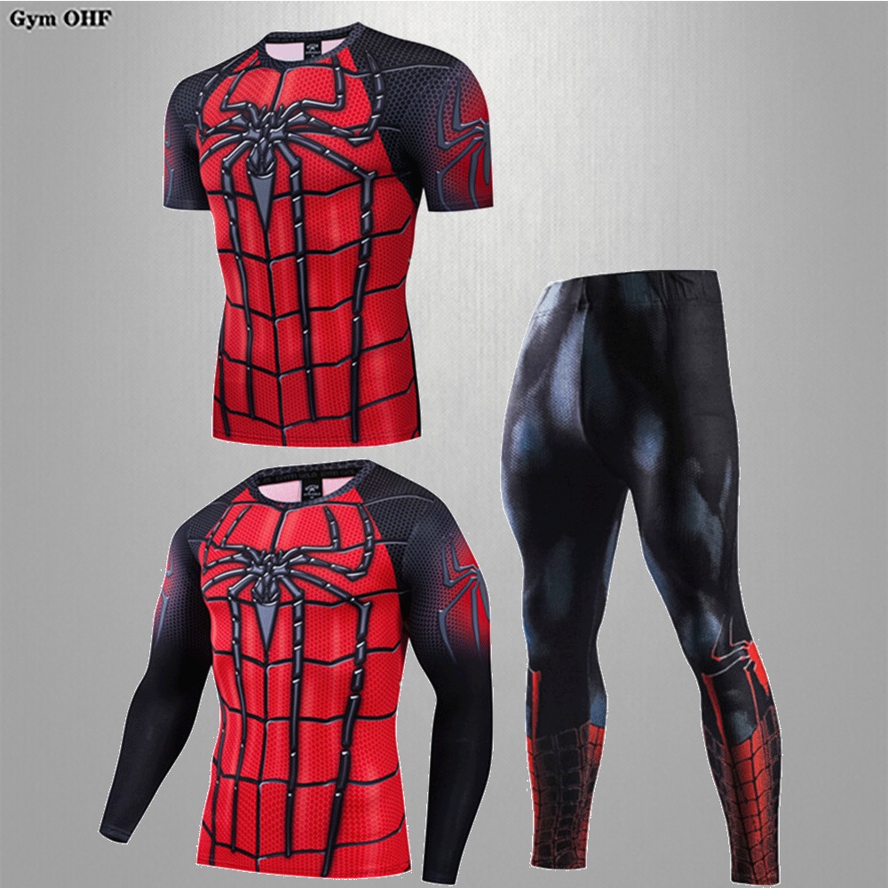 Gym OHF Bộ Trang Phục Thể Thao 3 Món Phong Cách Marvel 3D Độc Đáo Cho Nam