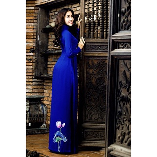 🌼Vải trơn lụa áo dài xanh coban đồng phục