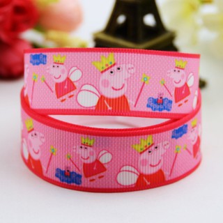 Cuộn dây ruy băng in hình heo peppa 7 / 8 ''