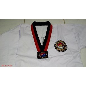 Dobok Bộ Đồng Phục Tập Võ Taekwondo Cổ Đỏ Màu Đen Cho Người Mới Bắt Đầu