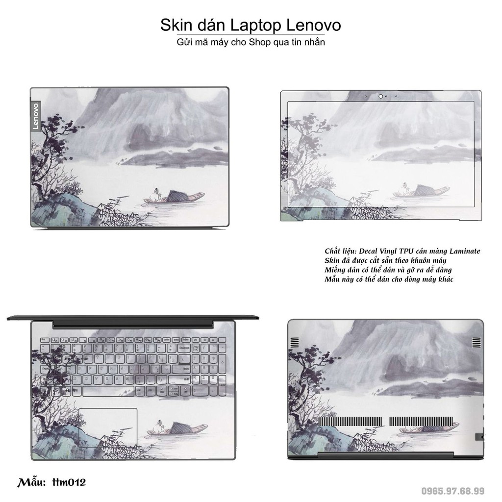 Skin dán Laptop Lenovo in hình Tranh thủy mặc (inbox mã máy cho Shop)