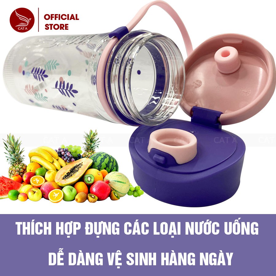 Bình đựng nước bằng Nhựa BPA FREE MIGO Cao cấp  - An toàn, trong suốt, có rây lọc, quai [500ML - 1782]