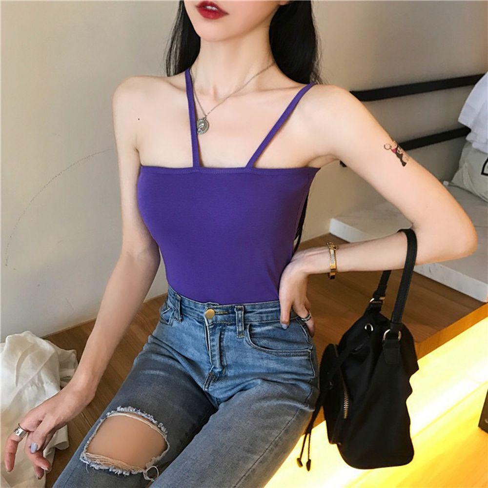 OCEANMAP Áo Lót Mềm Mại Thoáng Khí Hai Dây Màu Trơn Dành Cho Nữ