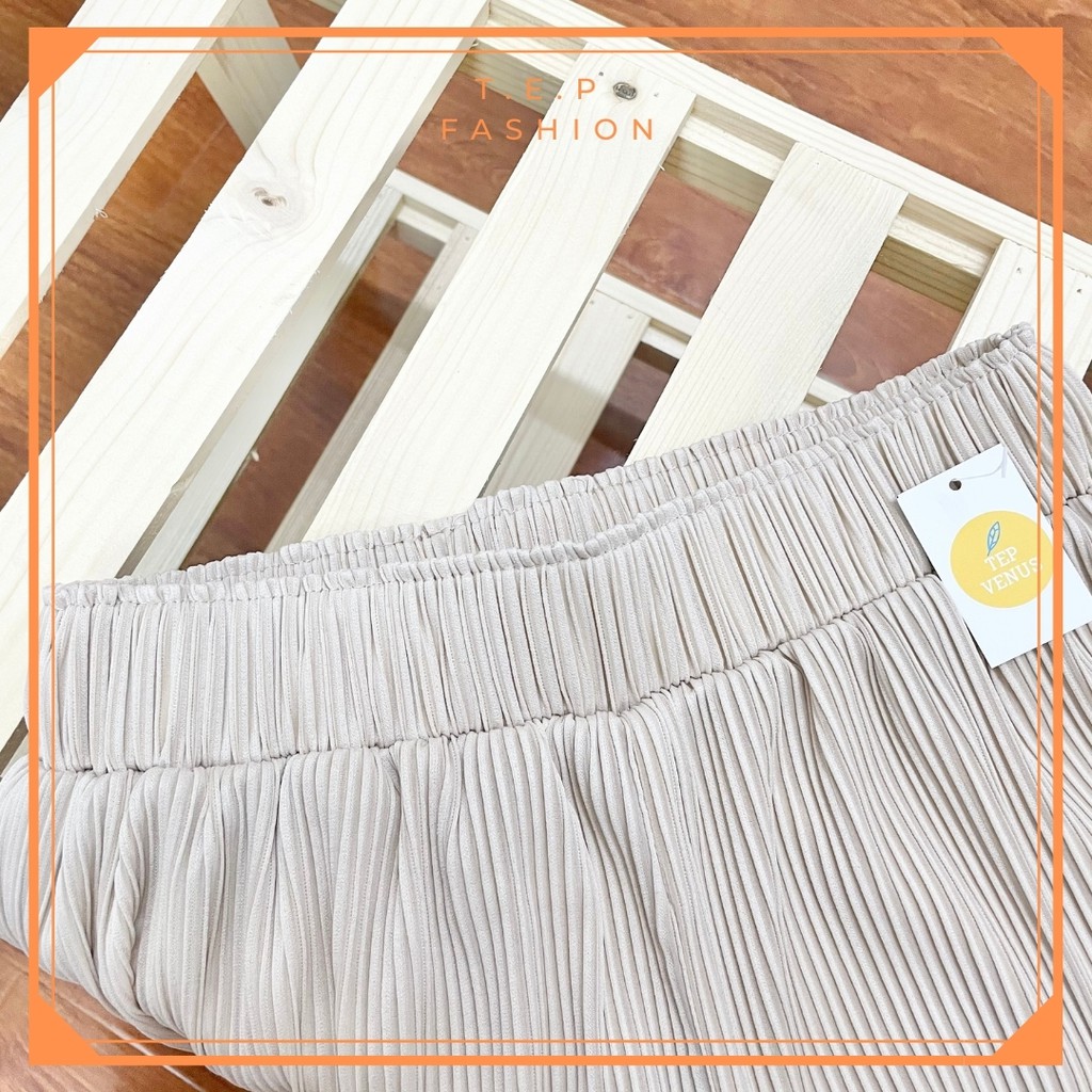 [8 MÀU] Quần Đùi Ngố CULLOTES Tăm Xếp Ly Ống Rộng Cạp Cao Chun Co Dãn 4 Chiều Freezise 63kg Tep Fashion - QD005