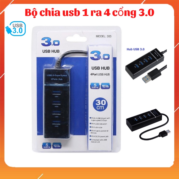 [PREESHIP] Bộ chia USB 1 ra 4 cổng 3.0 - Hub USB 4 Port 3.0