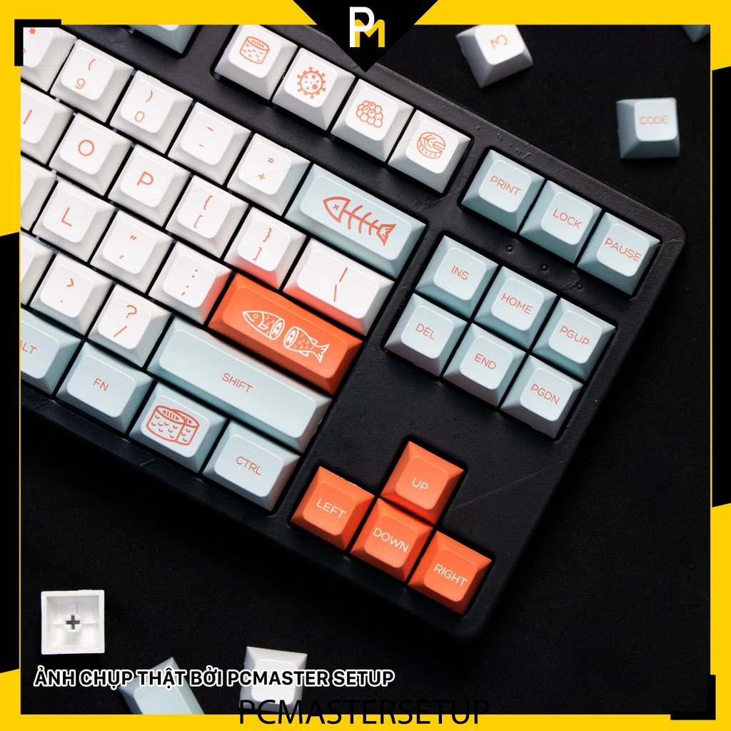 Keycap pbt Salmon cá hồi HSA profile nút cho bàn phím cơ pcmaster