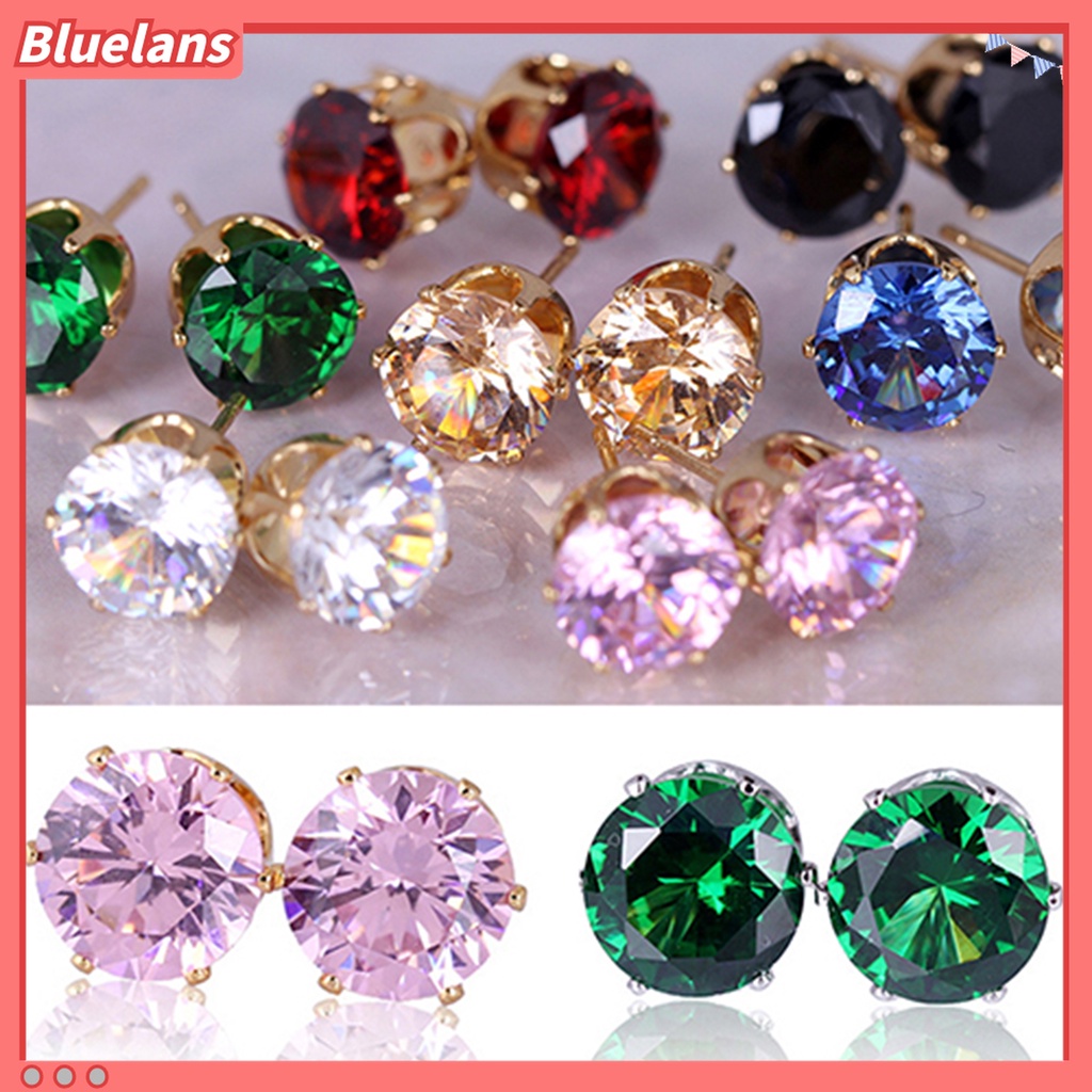 Bông tai hợp kim Unisex dạng tròn đính đá xinh xắn