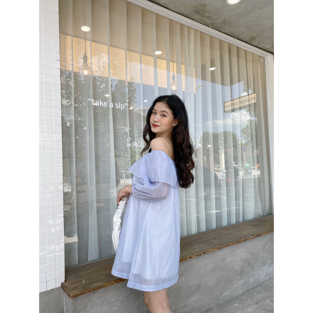 YU CHERRY | Đầm trễ vai organza có tay lửng Zoey Dress YD144