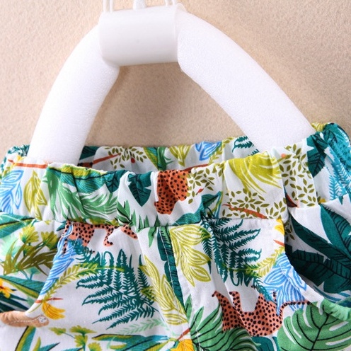 1-5 Tuổi Trai Bé Bộ Áo Thời Trang Mùa Hè Hàn Quốc Cho Thun Ngắn Tay In Họa Tiết Chiếc Lá + Quần short