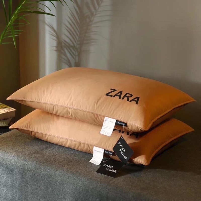 Gối lông vũ zara home nhập khẩu mềm mại , gối lông vũ zara home vải cotton kích thước 50x70cm nặng 2kg ( 1 đôi )