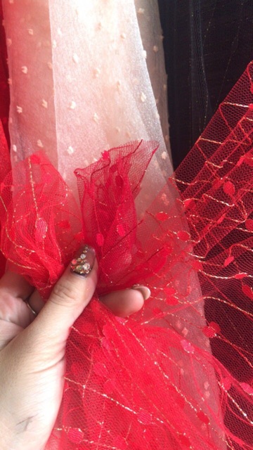 Vải lưới chấm nhũ