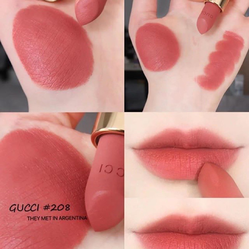 [Chính Hãng] Son GUCCI Rouge Matte màu 208/204/505, Son Lì Cao Cấp Hồng Đất Và Đỏ Cam Cháy Hot Trend