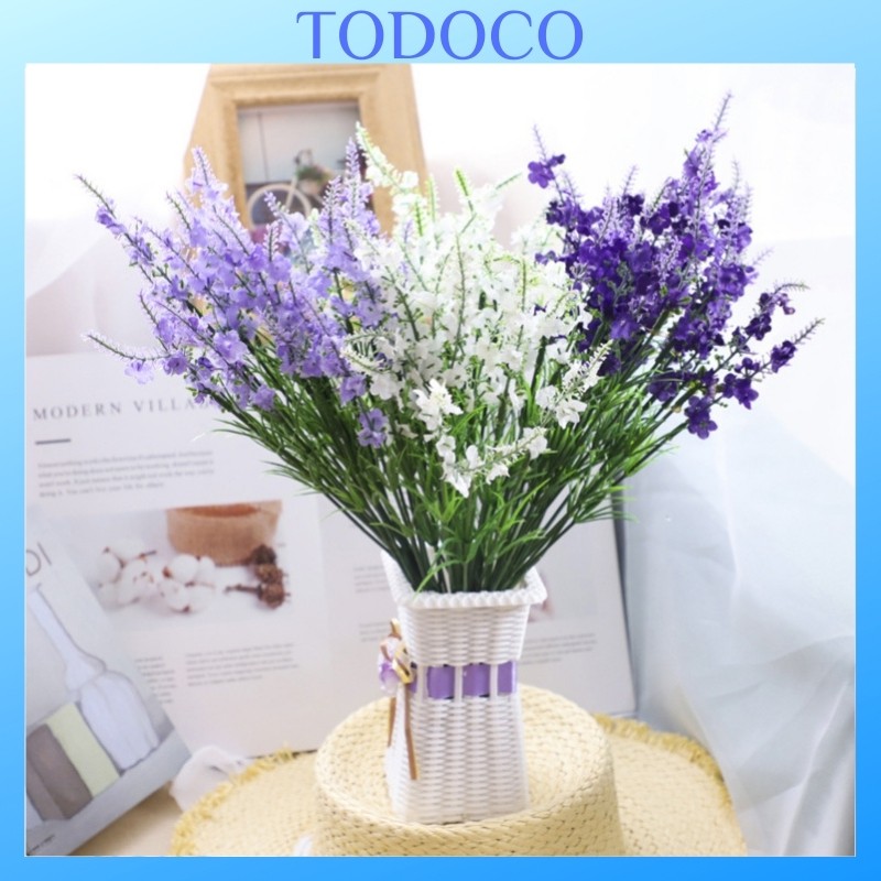 Cành hoa oải hương lavender giả 9 nhánh nhân tạo TODOCO trang trí nhà cửa để bàn phòng khách, chụp ảnh cắm bình decor