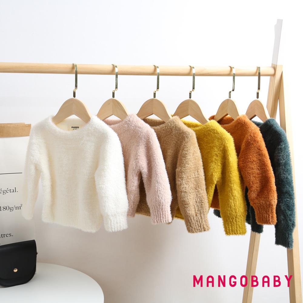 Áo Sweater Tay Dài Màu Trơn Thời Trang Cho Bé Gái