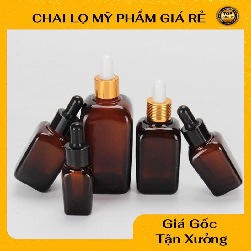 Lọ Chiết Serum ❤ RẺ VÔ ĐỊCH ❤ [15ml,25ml,35ml] Lọ đựng tinh dầu Nâu vuông chiết serum, đựng mỹ phẩm , phụ kiện du lịch