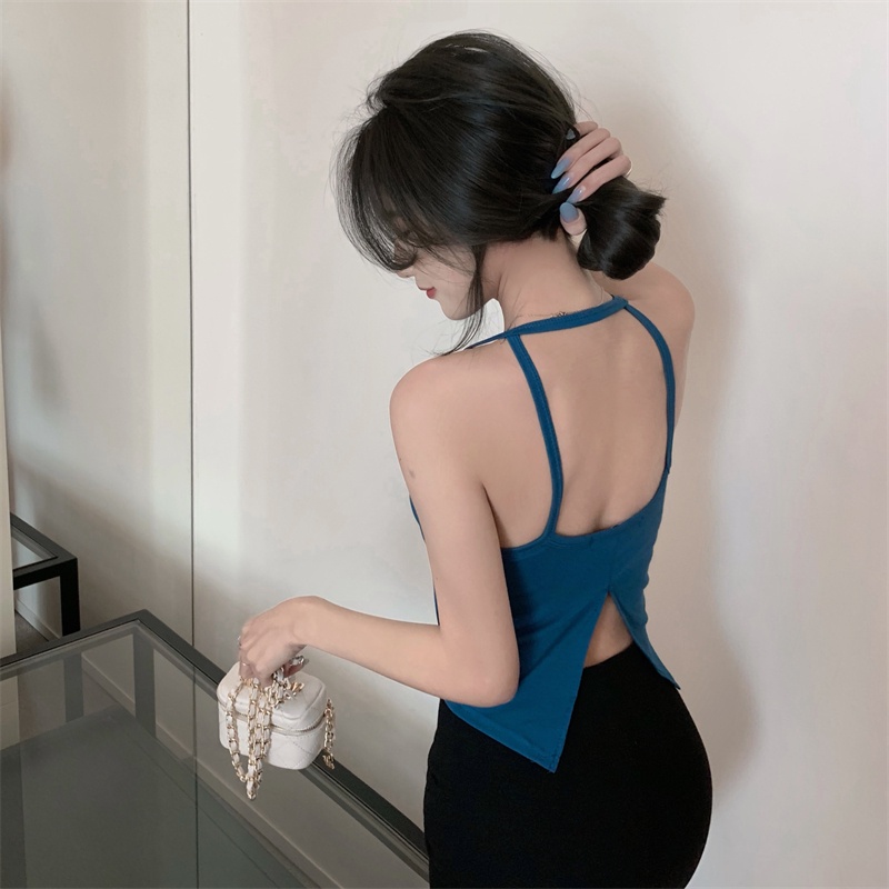 Áo Hai Dây Kiểu Ngắn Có Mút Nâng Ngực Lưng Quyến Rũ Thời Trang Mùa Hè Cho Nữ