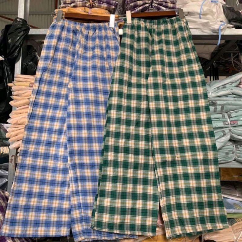 [ Mã FAMAYWA giảm 10K đơn 50K] Quần baggy unisex caro (có 4 MÀU) ống xuông phong cách ullzang chất kate dày dặn | BigBuy360 - bigbuy360.vn