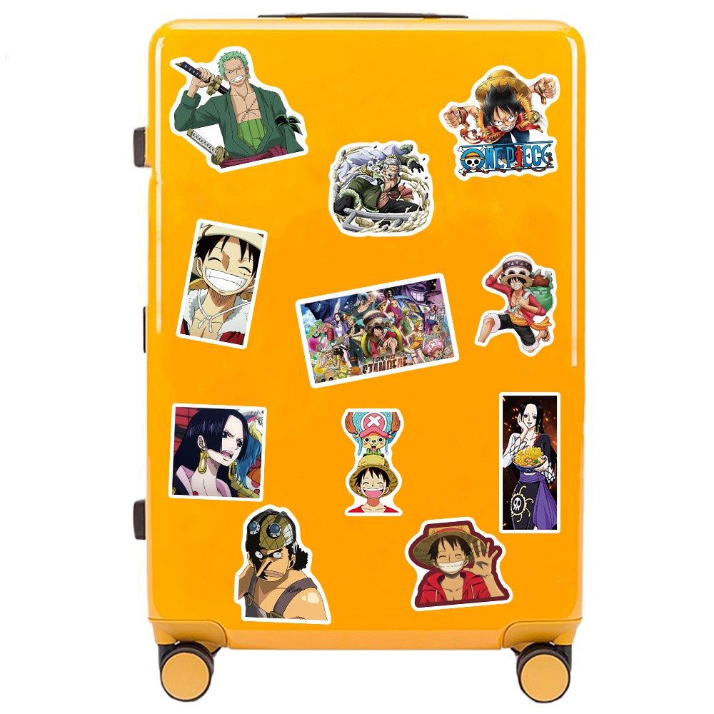 Bộ 50 miếng dán chống thấm nước in họa tiết anime One Piece dùng trang trí laptop hành lý
