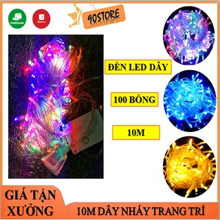 Đèn nhấp nháy dây dài 10m, 100 bóng nhiều màu trang trí nhà cửa