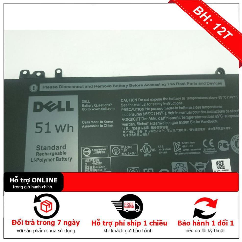 [BH12TH] PIN ZIN LAPTOP DELL Latitude E5450 E5470 E5550 E5570 8V5GX R9XM9 G5M10 51WH ZIN