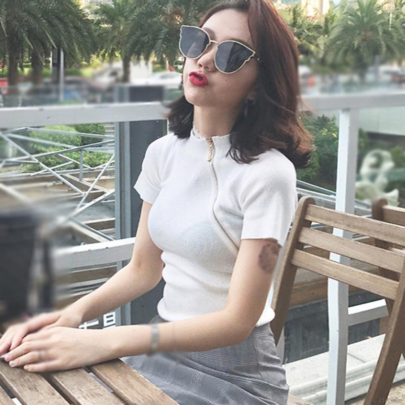 Áo Thun Ngắn Tay Kẻ Sọc Thời Trang Hàn Quốc Xinh Xắn Cho Nữ