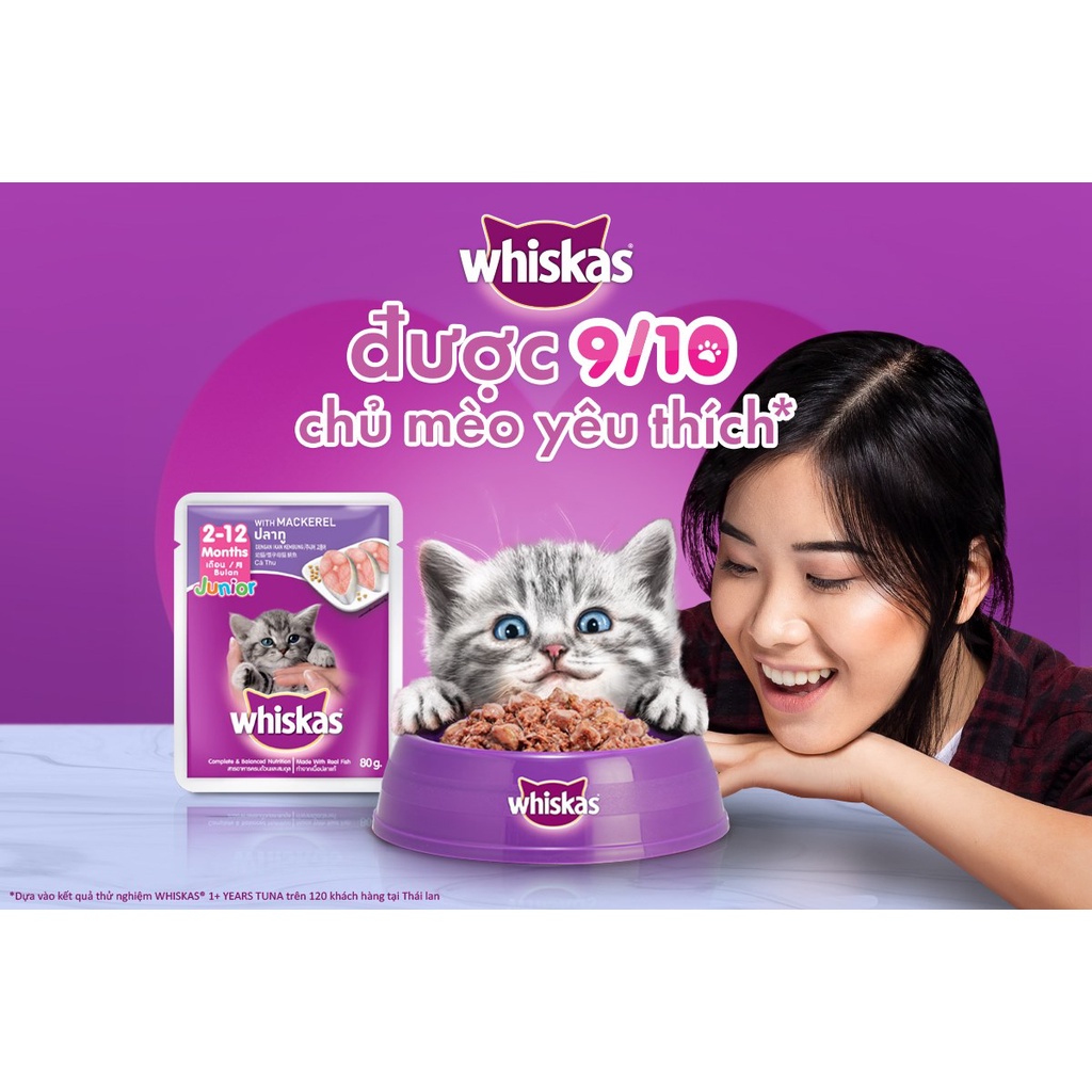 Pate cho mèo con, mèo lớn whiskas gói 85g - Pate mèo Whiskas đầy đủ chất dinh dưỡng