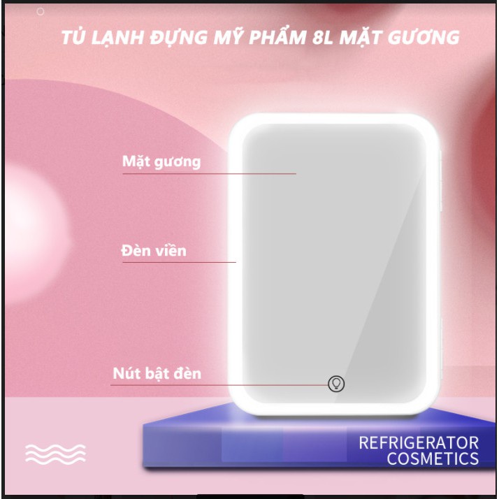 Tủ lạnh mini mặt gương có đèn led đựng mỹ phẩm dung tích 10Lít [ BẢO HÀNH 1 ĐỔI 1] tiết kiệm điện hàng chĩnh hãng