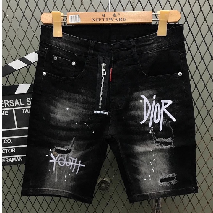 Quần short jean nam thêu logo rách chất bò - quần short nam co giãn thời trang cao cấp Tp_shop_87 ms302