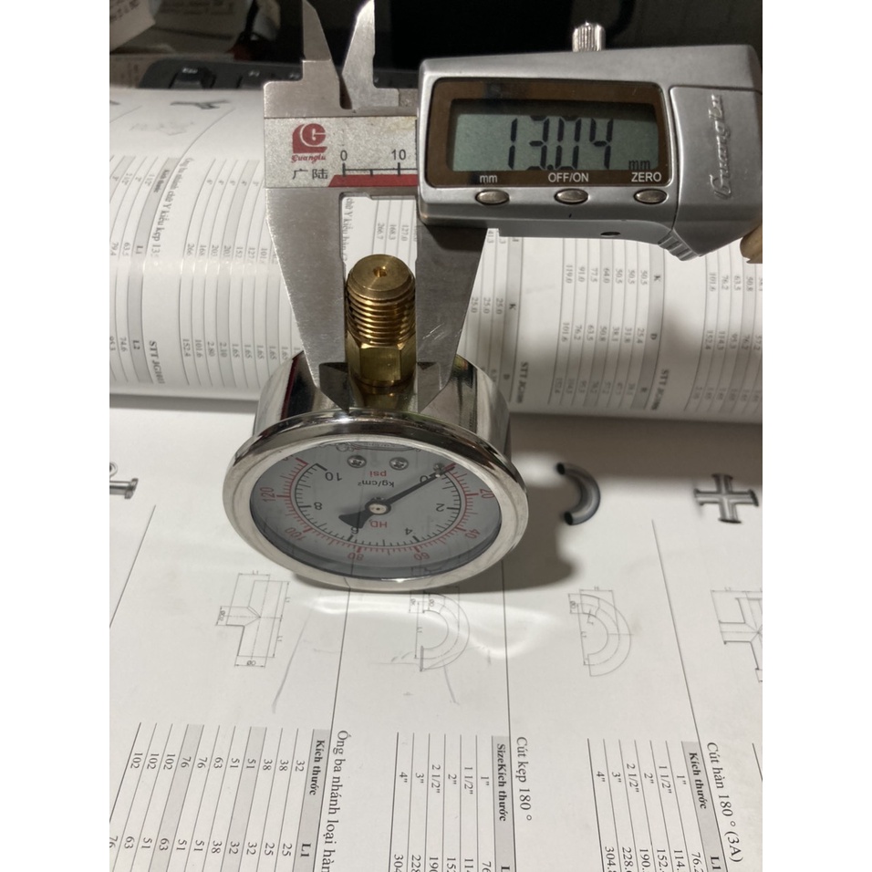 ĐỒNG HỒ  ÁP DẦU CHÂN ĐỨNG PHI 63MM