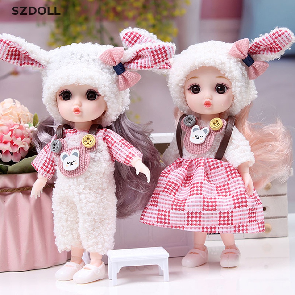 Búp Bê Mini 16cm Có Khớp Chuyển Động Kèm Quần Áo Cho Bé Gái