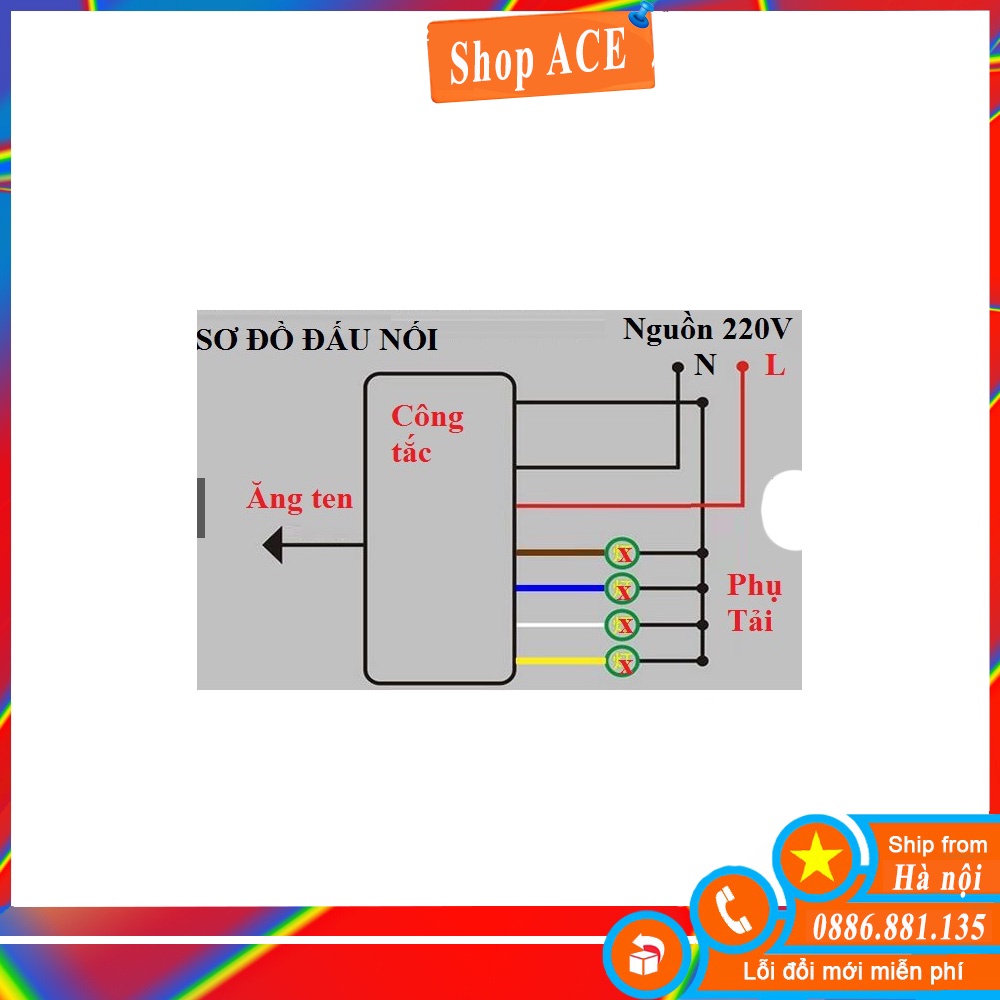 Công tắc điều khiển từ xa sóng radio RF 4 cổng (4 kênh ,4 đèn) xuyên tường, công tắc bật tắt điện từ xa