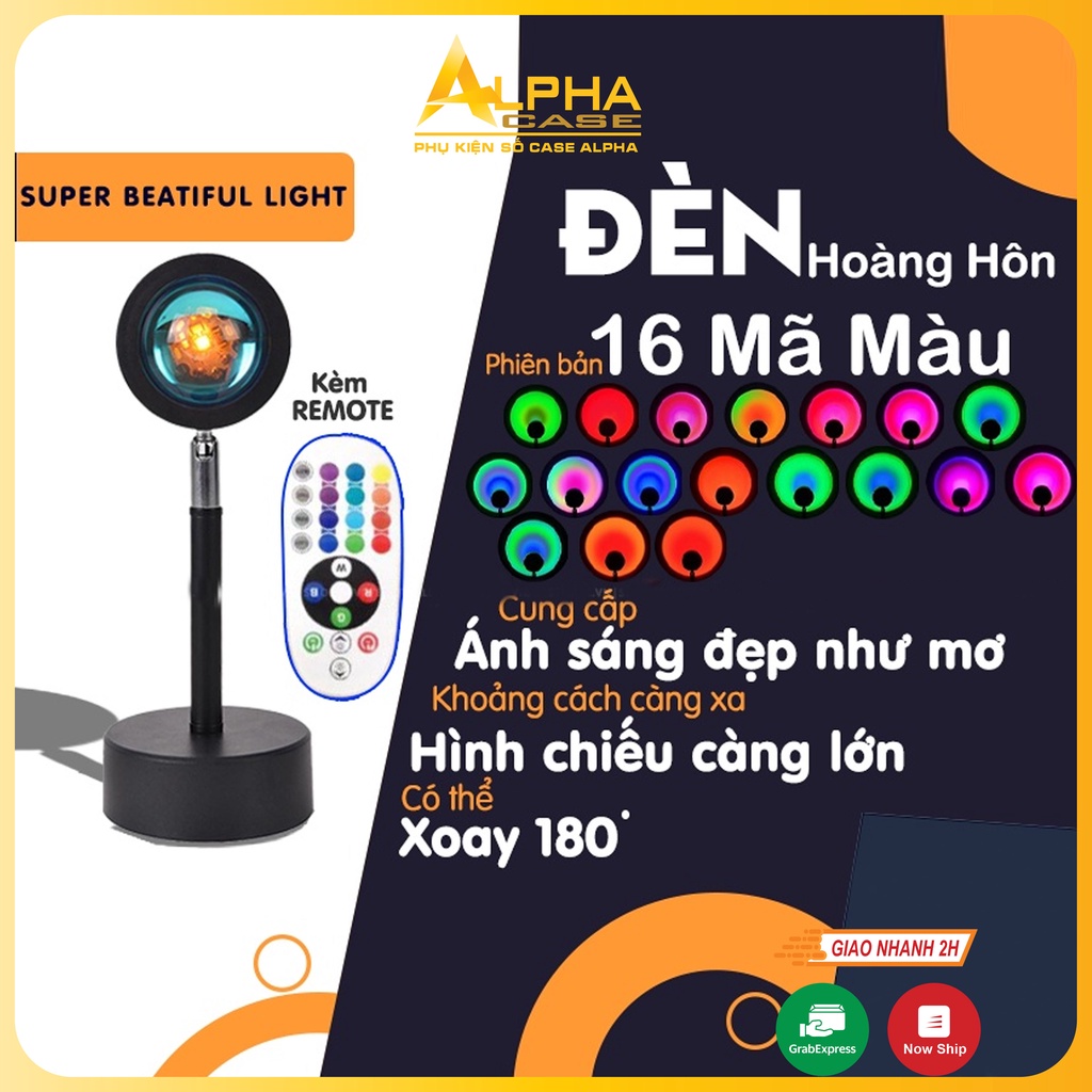 Đèn hoàng hôn có điều khiển chuyển đổi 16 màu khác nhau, đèn led sống ảo chụp ảnh quay video livestream casealpha