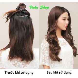 TÓC GIẢ KẸP XOĂN 5 PHÍM (40 CM) Màu Nâu Vàng