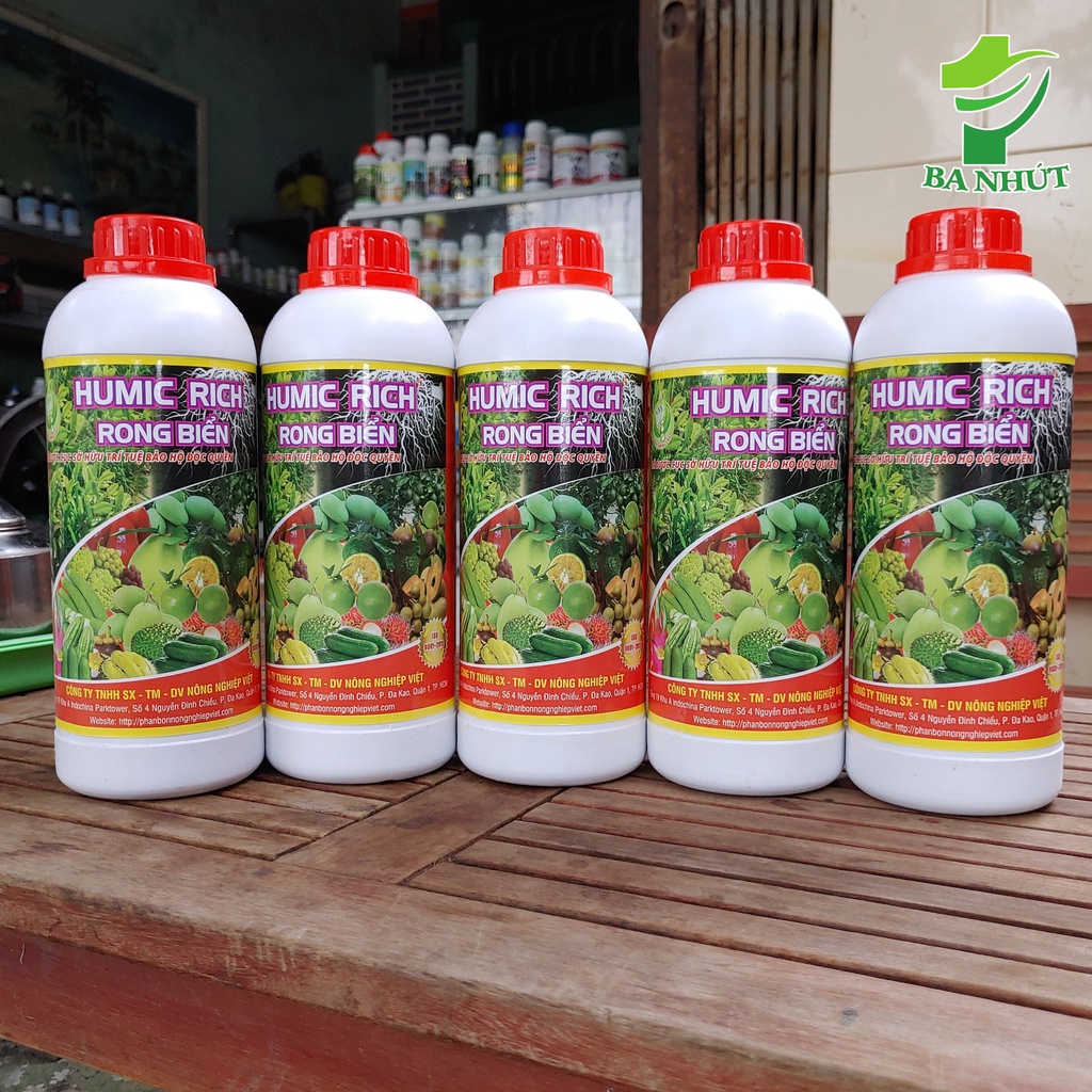 HUMIC RICH Rong Biển Chai 1Lit - Kích Rễ, Bung Đọt, Mát Cây, Khoẻ Rễ, Đâm Cơi Mạnh, Đi Tược Nhanh, Mập Đọt, Mượt Cành