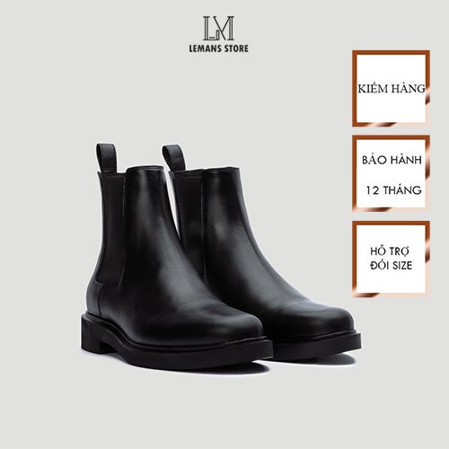 Giày da Chelsea Boots Black LEMANS CB66, đế cao 4cm boot nam chelsea boot nam