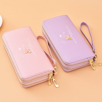 Ví nữ dài cầm tay NEW-0026 phối hoạ tiết hình đàn bướm cực đẹp kiểu dáng 2 khóa kéo tiện dụng chất liệu da cao cấp