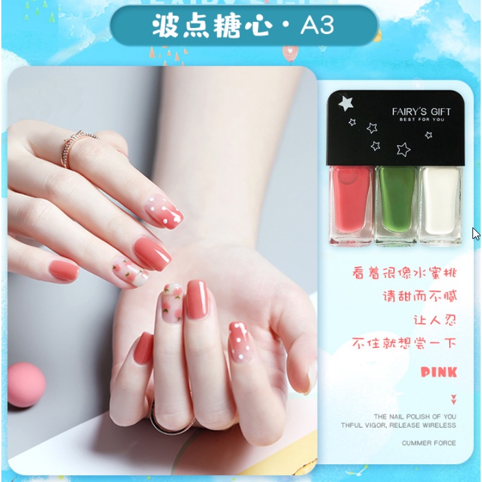 Bộ 3 sơn móng tay Fairy's Gift không độc hại, bền màu