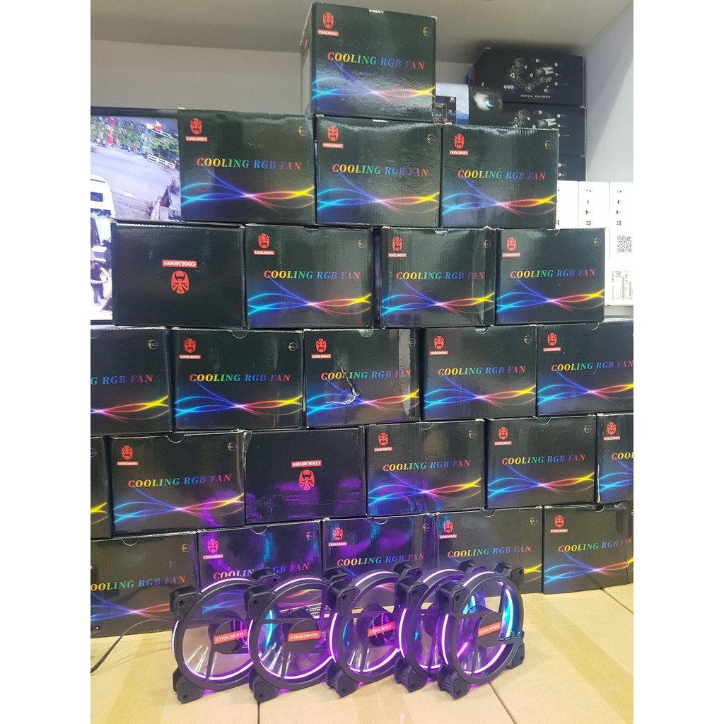 Bộ 5 Fan máy tính Coolmoon kèm hub LED RGB | BigBuy360 - bigbuy360.vn