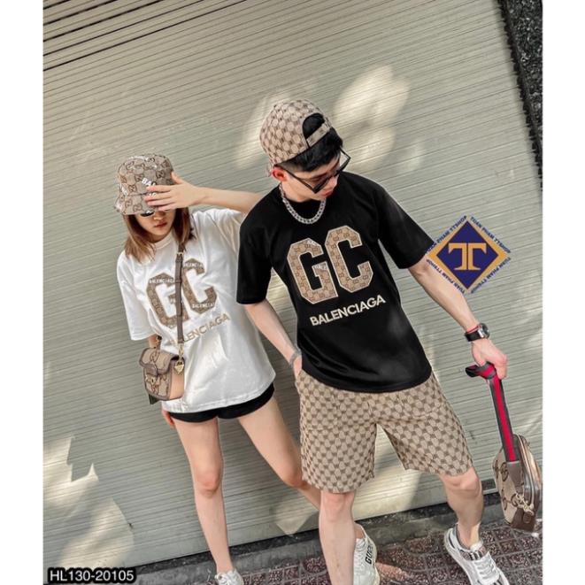 Áo Phông Nam nữ cộc tay Guci GC Thêu Chữ cao cấp - Áo Thun Balen cho nam nữ mặc đôi đẹp