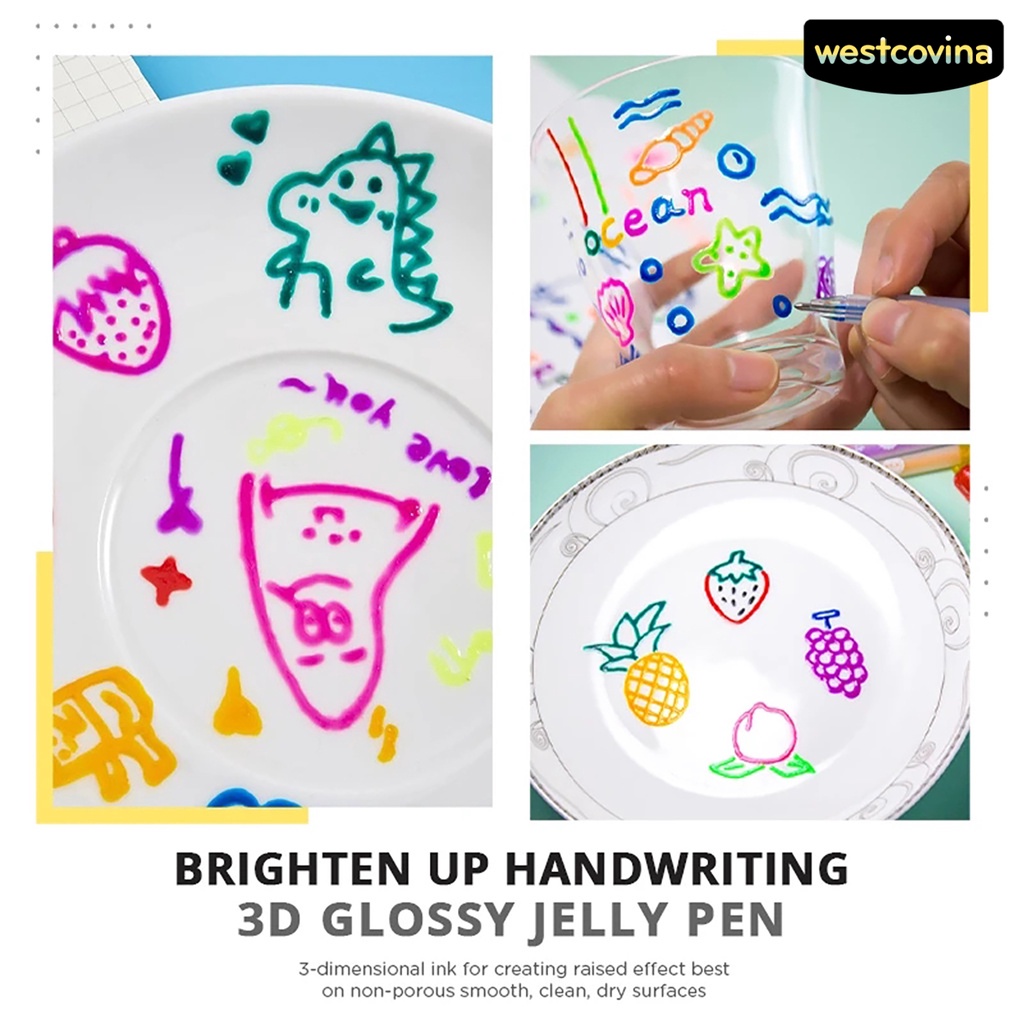[Hot]✍Set 6 Bút Màu Jelly Sáng Bóng DIY