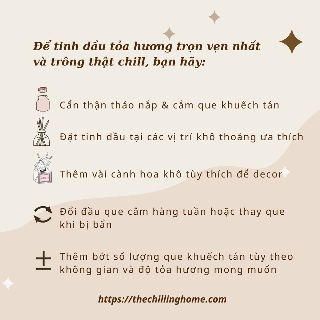 Tinh Dầu Thơm Phòng Khuếch Tán Que Mây - Tinh Dầu Tán Hương Cao Cấp The Chilling Home