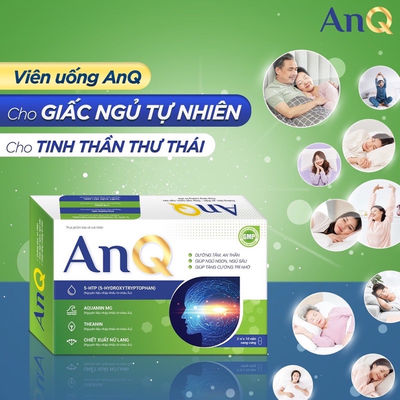 AnQ_viên uống ngủ ngon cải thiện mất ngủ,giúp ngủ sâu, dưỡng tâm an thần và tăng cường trí não