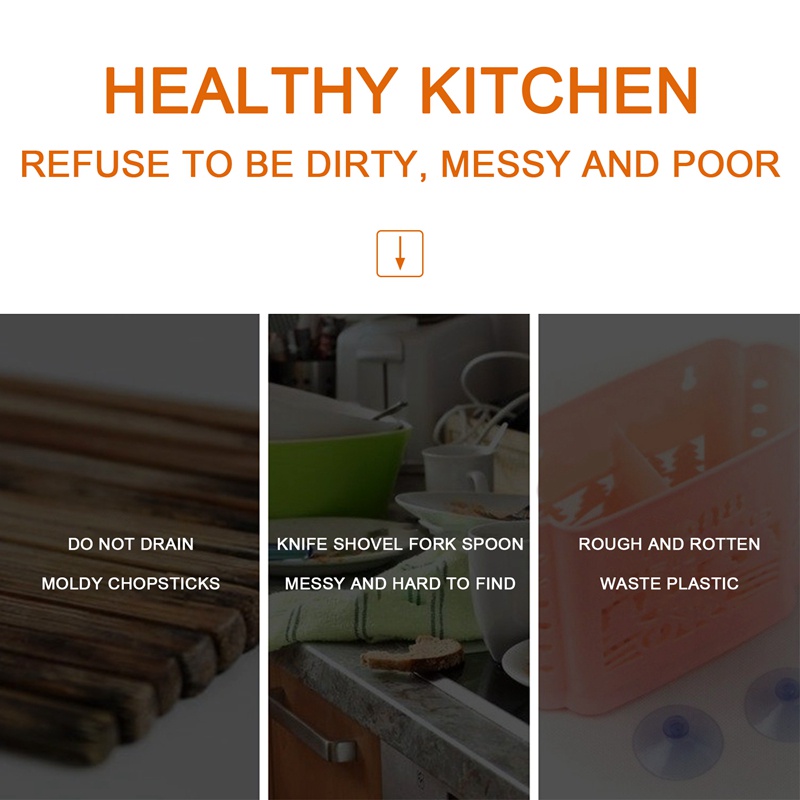 Giá Đỡ Muỗng Đũa Bằng Thép Không Gỉ Thiết Kế Thoát Nước Tiện Dụng Cho Nhà Bếp