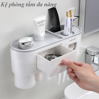 Kệ Để Đồ Phòng Tắm Bóp Kem Đánh Răng Tự Động, Treo Bàn Chải Và Cốc Đánh Răng Tiện Lợi