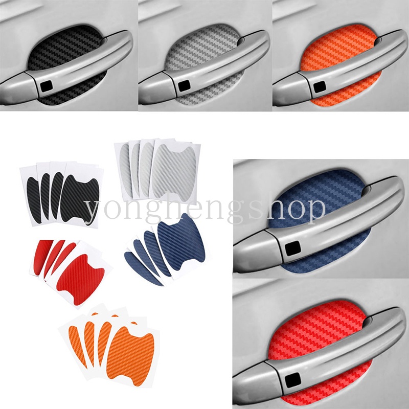Set 4 Miếng Dán Sợi Carbon Chống Trầy Bảo Vệ Tay Cầm Cửa Xe Hơi
