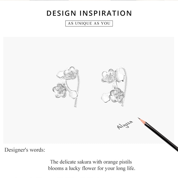 Khuyên tai Bamoer SCE778 bằng bạc 925 hình hoa anh đào 3D sống động thời trang cho nữ