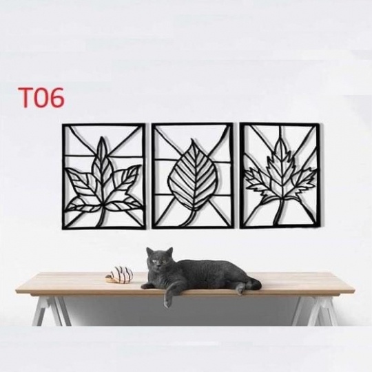 [FREESHIP] BỘ 3 TRANH GỖ TRUYỀN CẢM HỨNG, DECAL KHUNG TRANH HÌNH HƯƠU, ĐIÊU KHẮC CHIẾC LÁ, 6 TRANH MÀU HỒNG