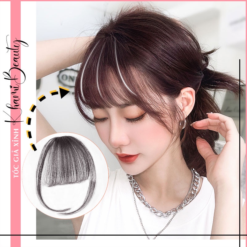 Tóc giả mái thưa giả Khami Beauty, sợi tơ, chịu nhiệt tốt