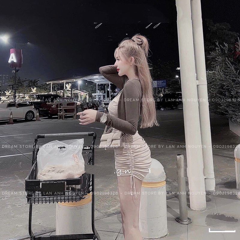 Set 2 món body nhún kèm khoác loại đẹp