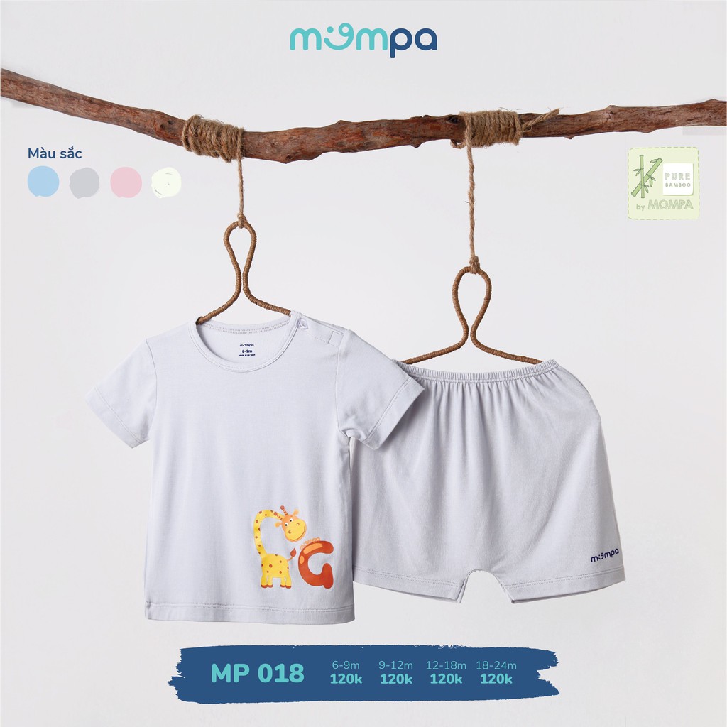 Bộ QA cộc tay Bamboo Mompa cho bé 1 đến 5 tuổi hình con hươu dễ thương